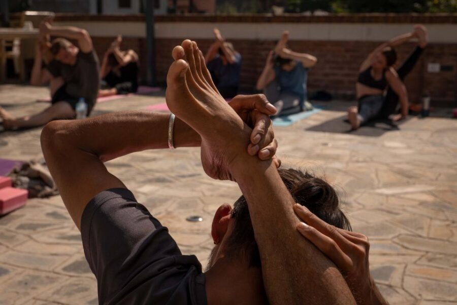 Day Yoga Meditation Retreat with Lunch, Kathmandu - How the morning-style flow starts: light asana for an easy entry