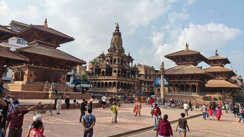 From Kathmandu: 3 Major Durbar Square Guided Tour - Bhaktapur Durbar Square: 55-Window Palace, Golden Gate, and Nyatapola’s scale